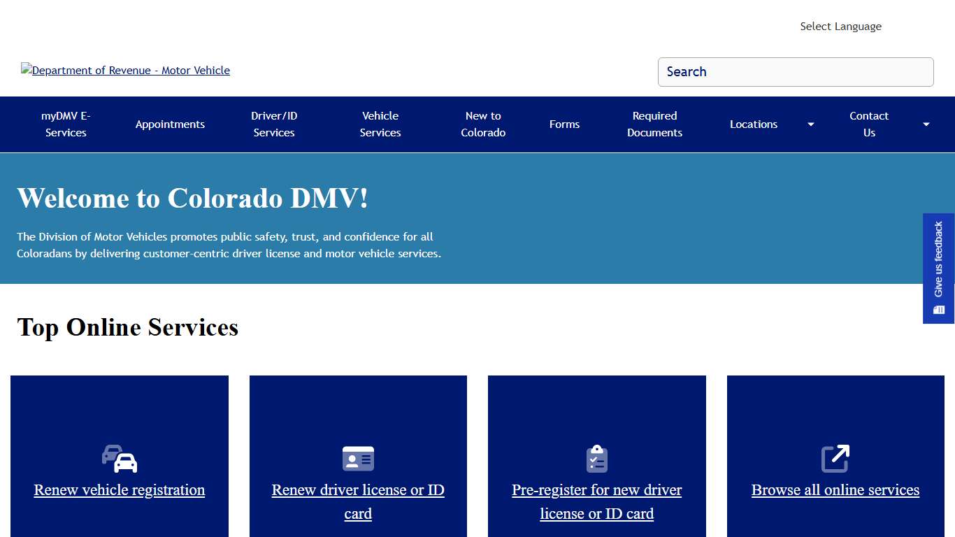 Home Department of Revenue - Motor Vehicle